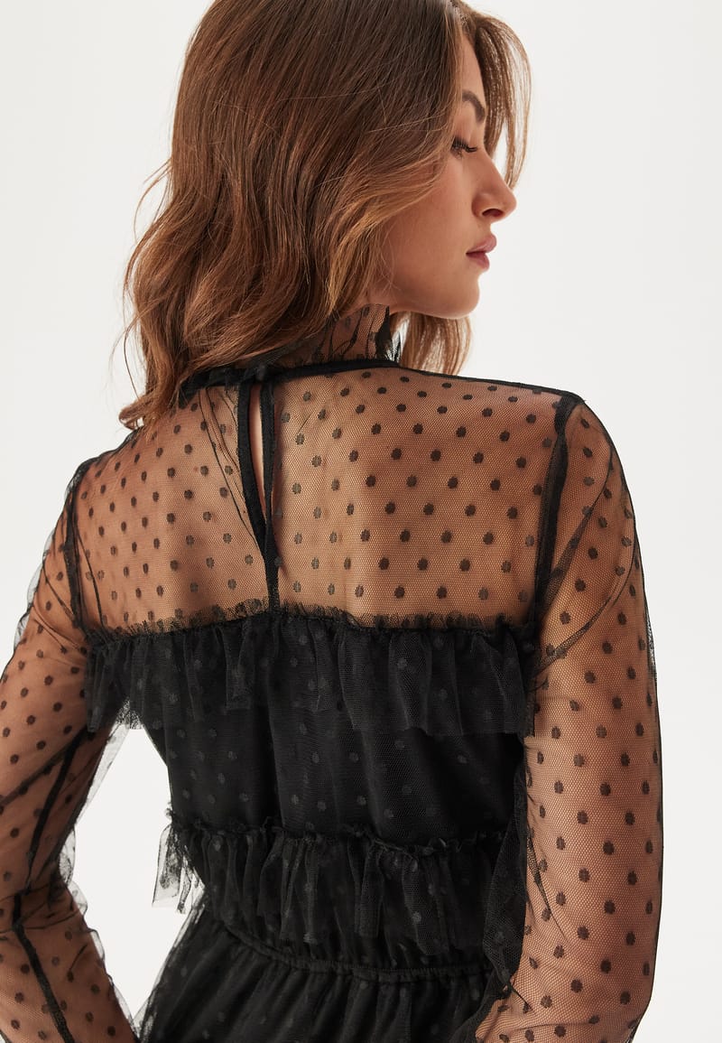 BUBBLEROOM Dotted Mesh L/S Dress