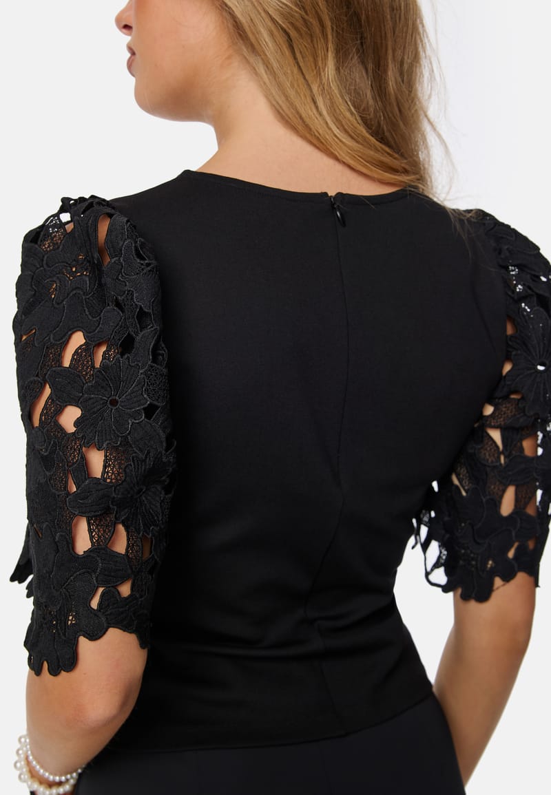 BUBBLEROOM Contrast Lace Sleeve Top