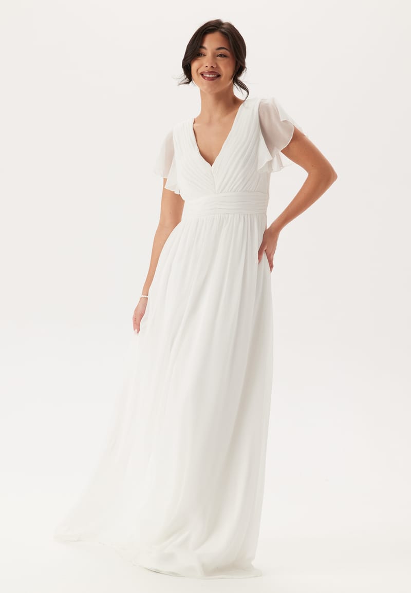 Bubbleroom Occasion Butterfly Sleeve Pleated Wedding Gown