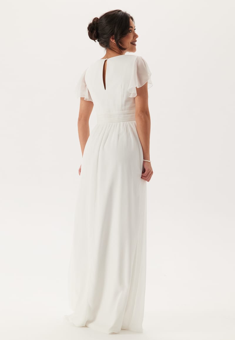 Bubbleroom Occasion Butterfly Sleeve Pleated Wedding Gown