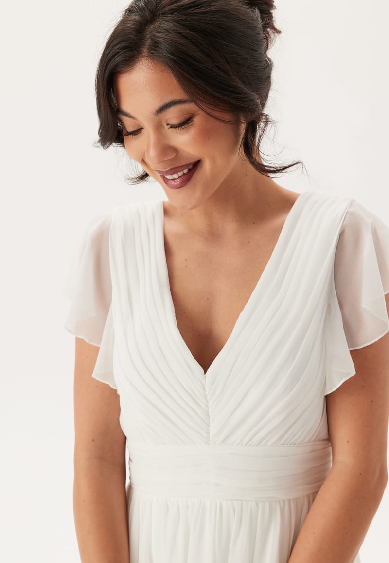 Bubbleroom Occasion Butterfly Sleeve Pleated Wedding Gown