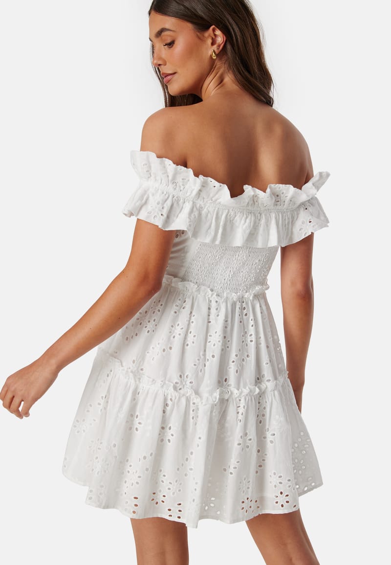 Bubbleroom Occasion Broderie Anglaise Flounce Off Shoulder dress