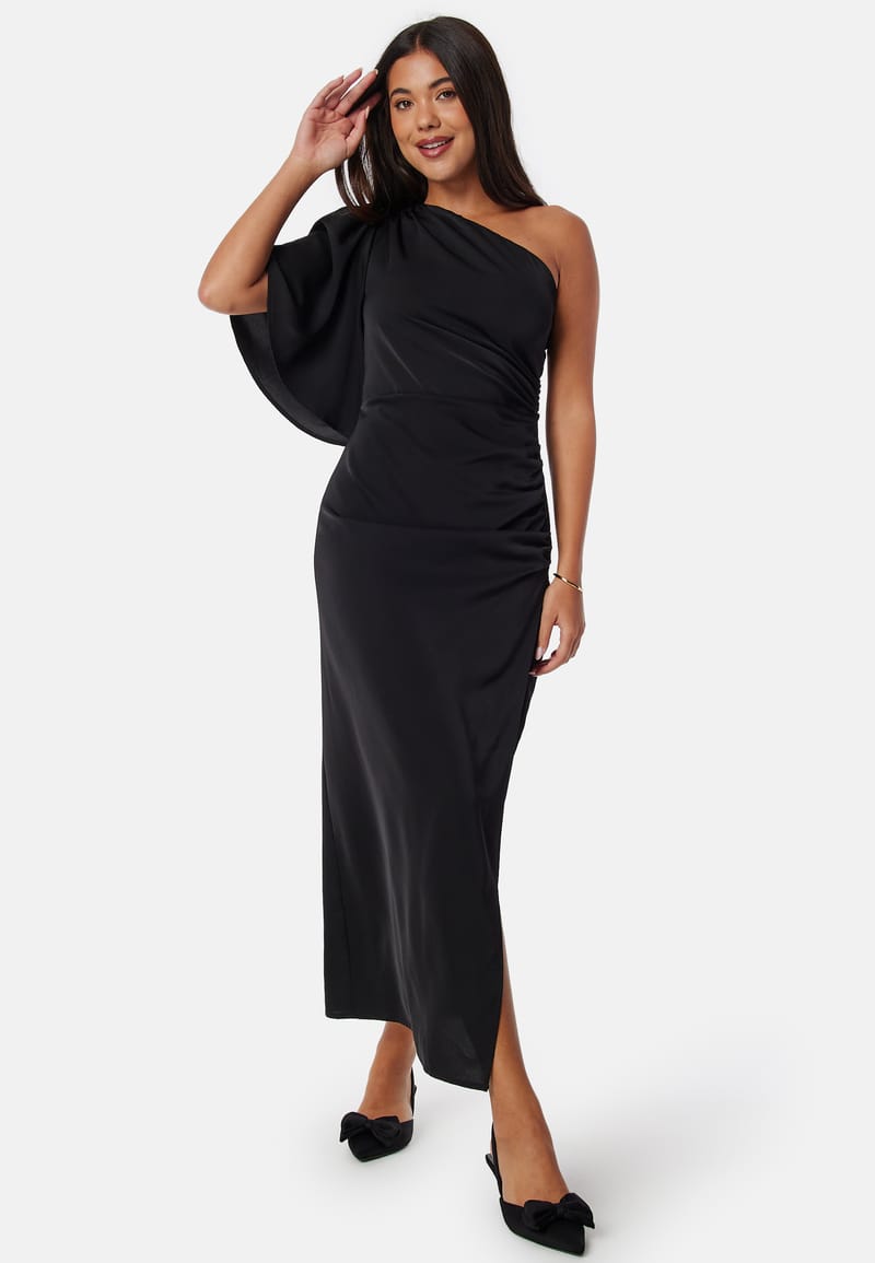 Bubbleroom Occasion Ruched One Shoulder Midi Dress