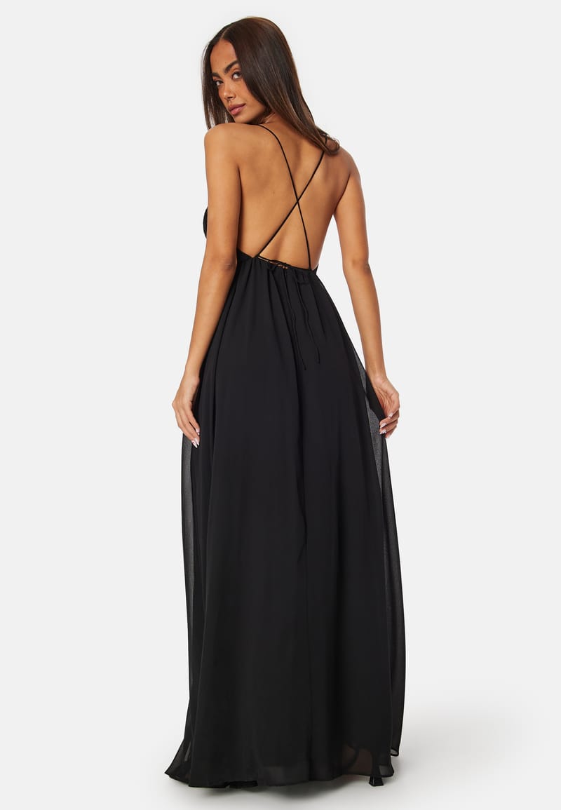 Bubbleroom Occasion Pleated V-neck chiffon gown
