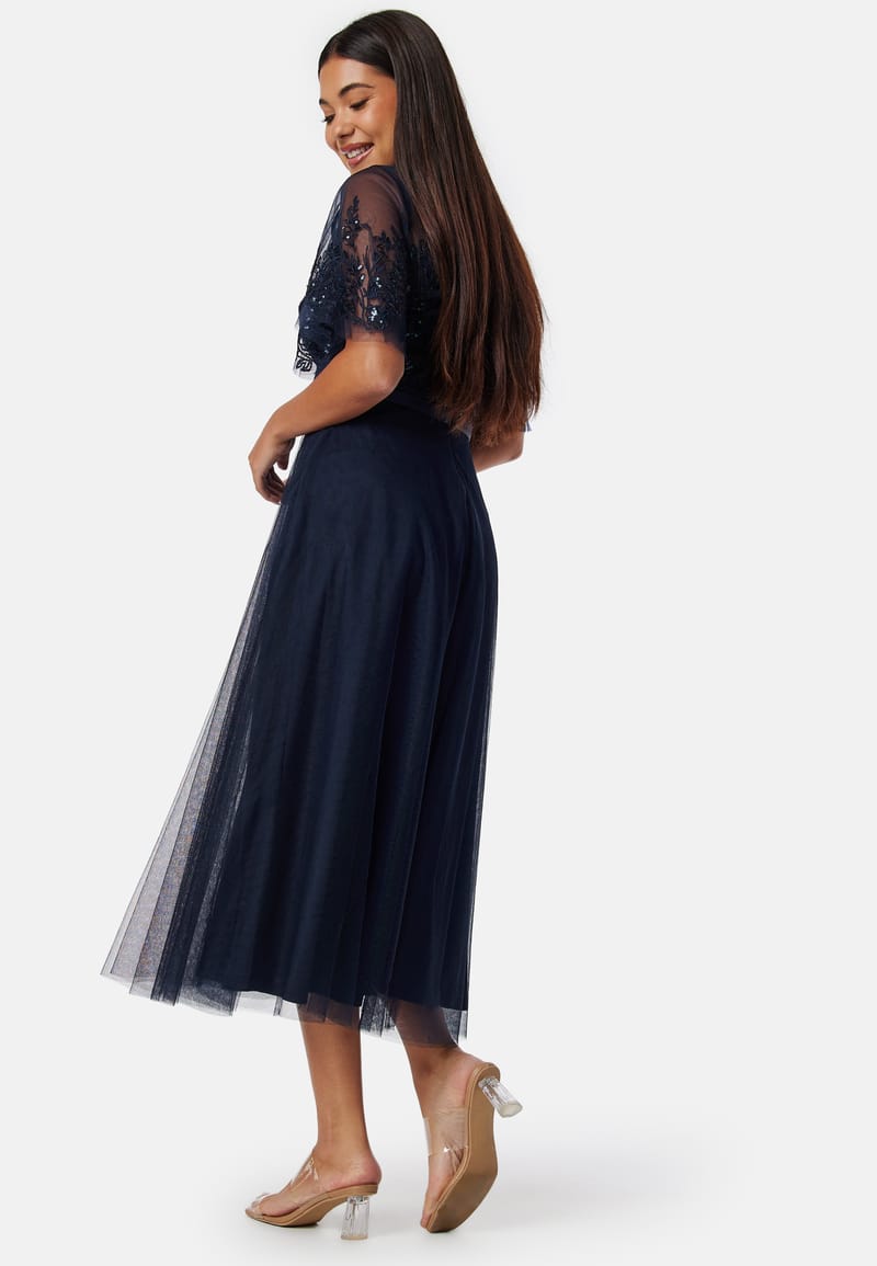 Bubbleroom Occasion Embroidered Mesh Midi Dress