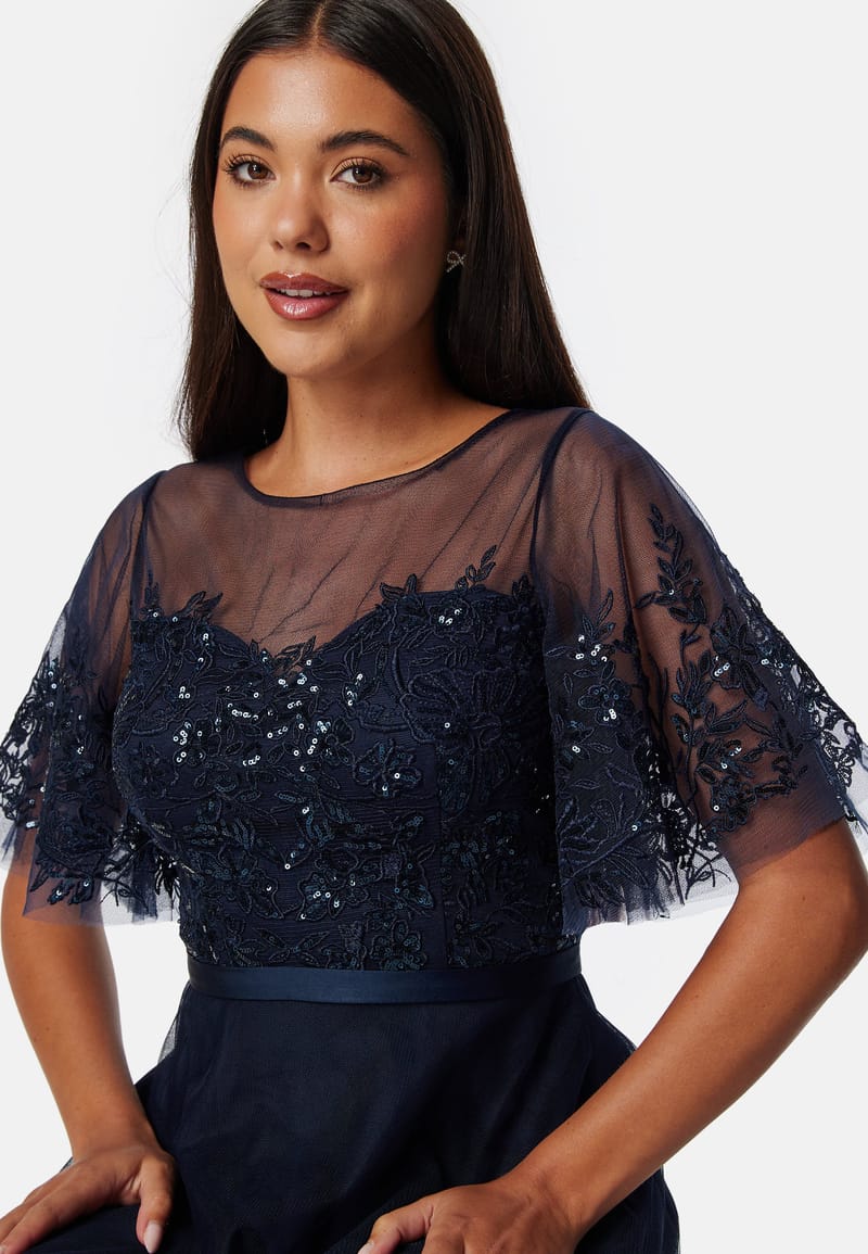 Bubbleroom Occasion Embroidered Mesh Midi Dress