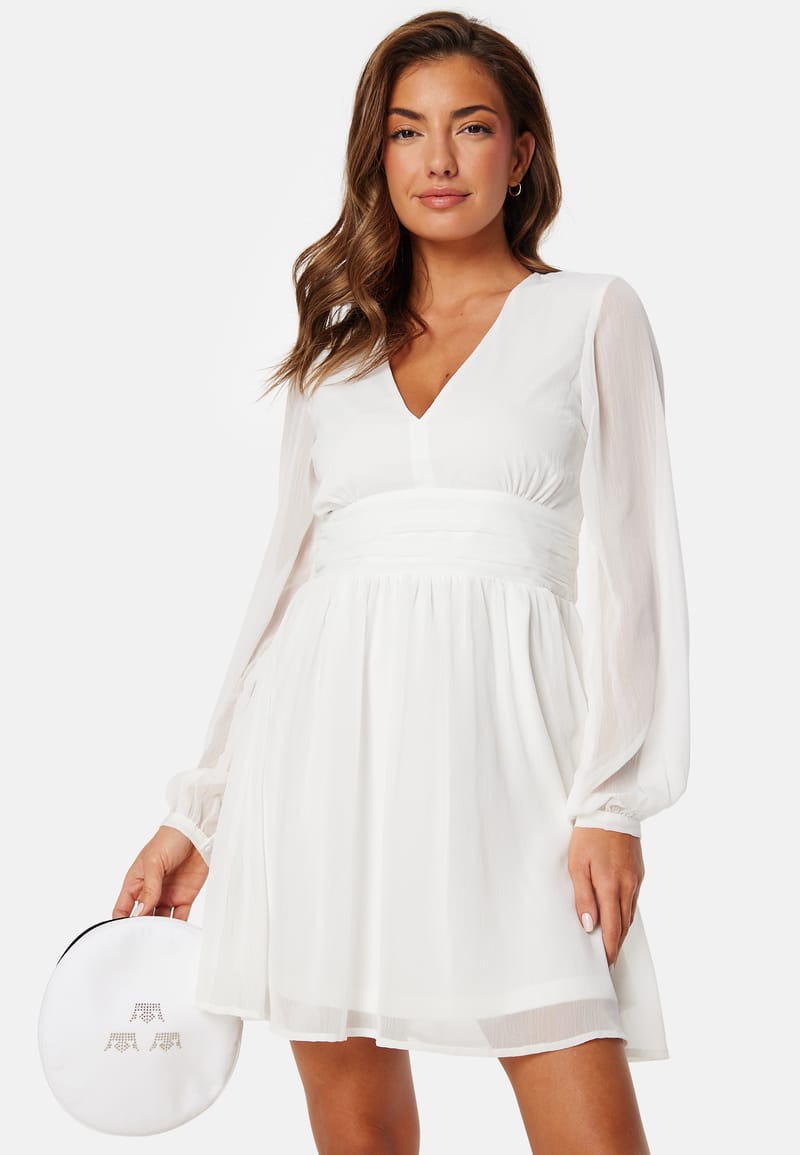Bubbleroom Occasion Tie Back L/S Chiffon Dress