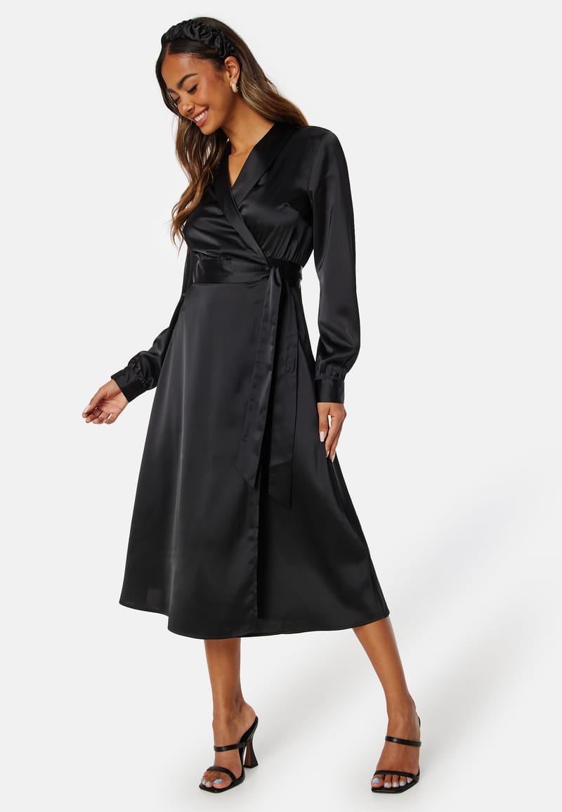 BUBBLEROOM Terilee Satin Wrap Dress