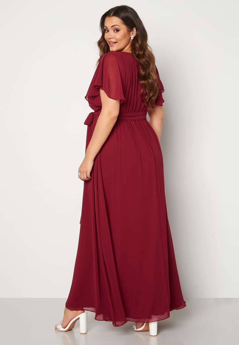 Goddiva Curve Flutter Sleeve Chiffon Maxi Curve Dress