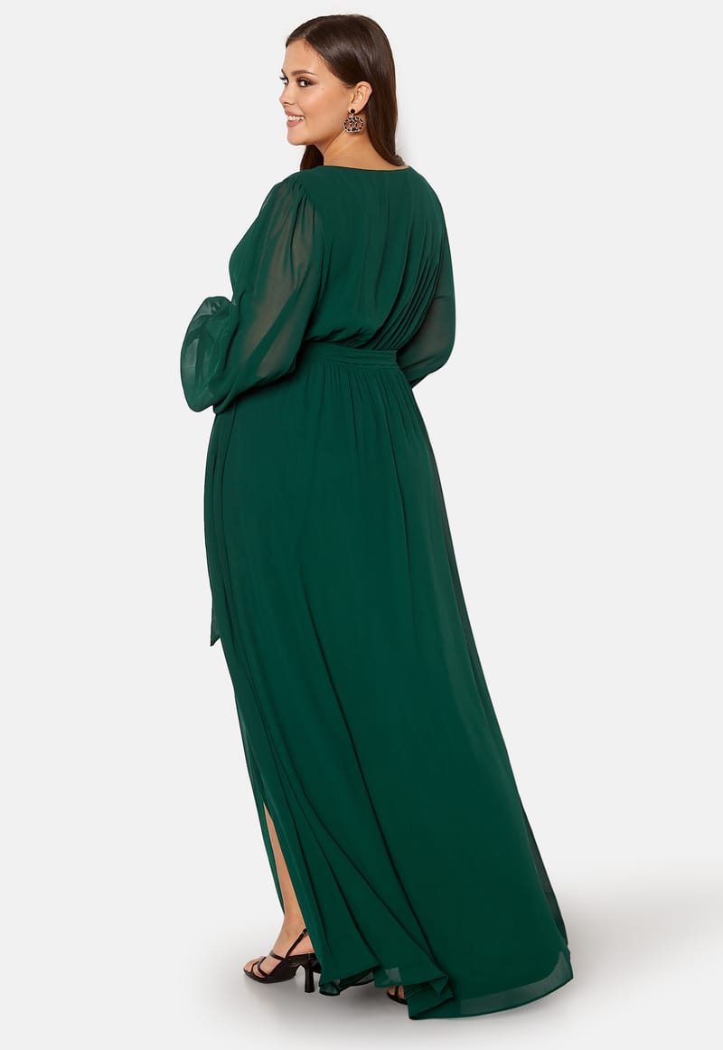 Goddiva Curve Long Sleeve Chiffon Maxi Curve Dress