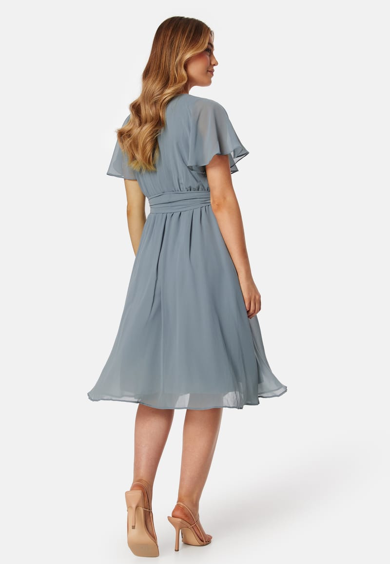 Goddiva Flutter Chiffon Midi Dress