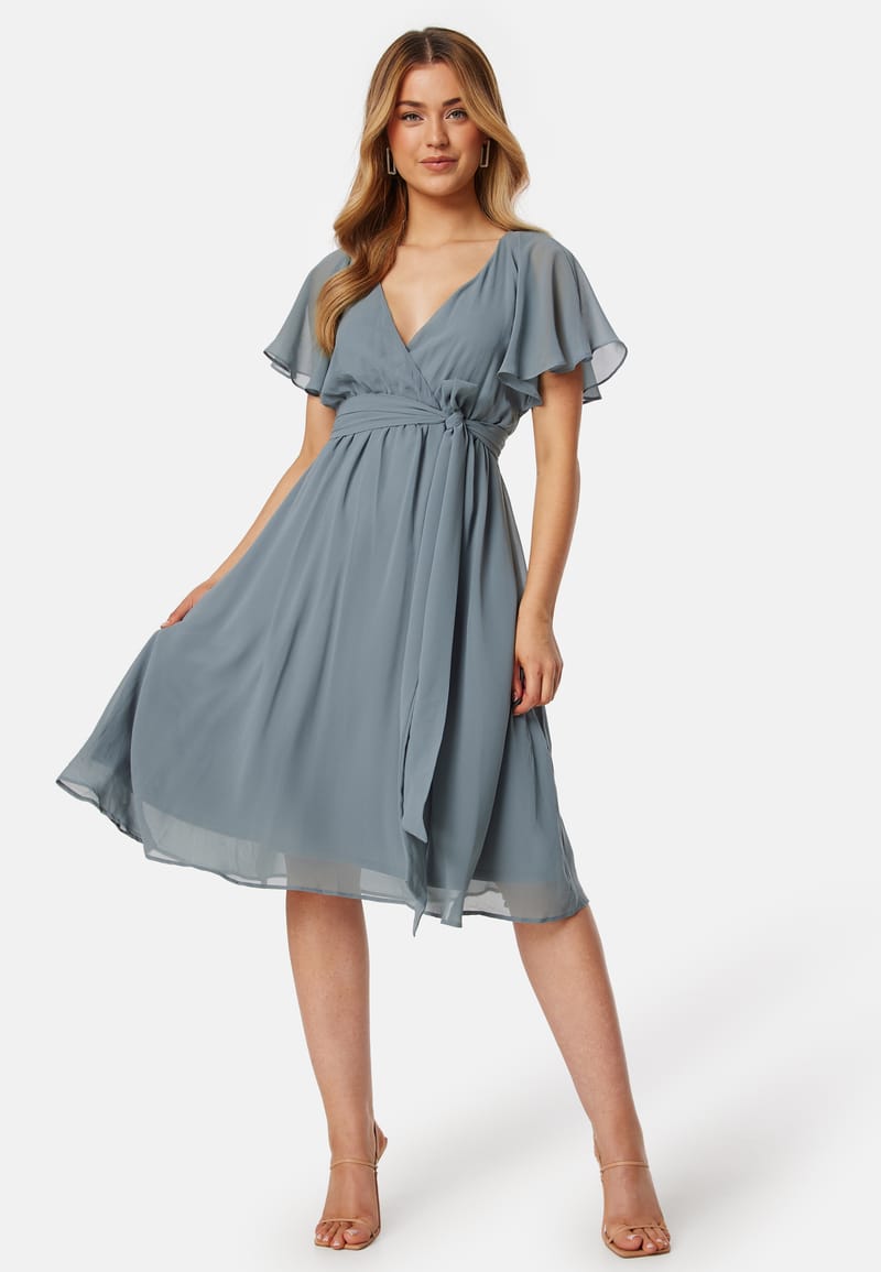 Goddiva Flutter Chiffon Midi Dress