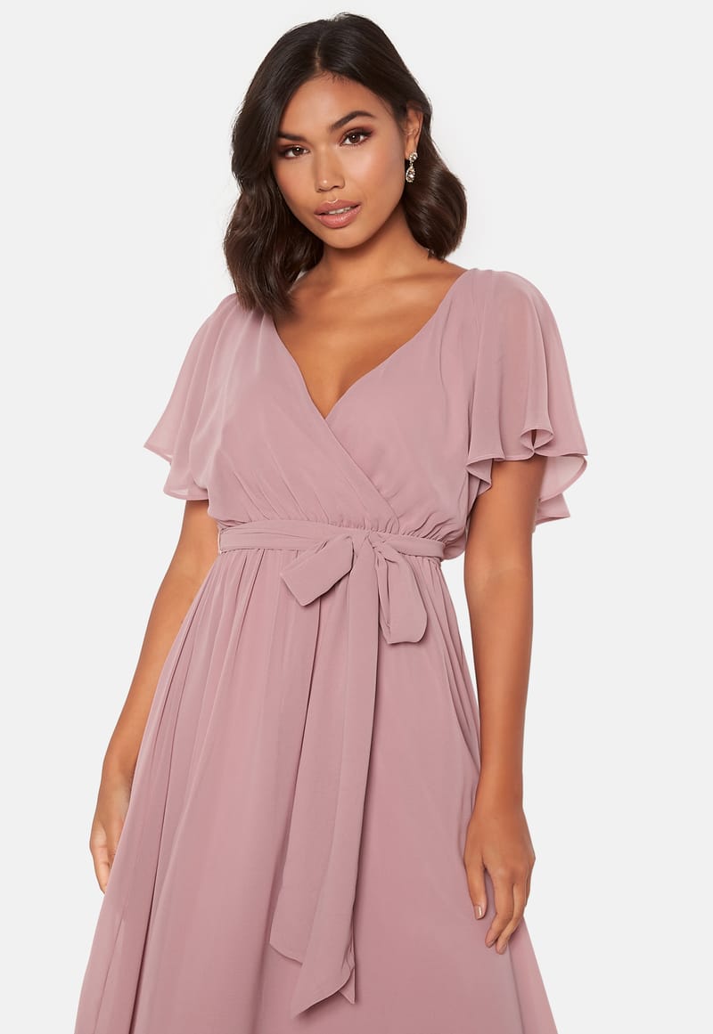 Goddiva Flutter Chiffon Midi Dress