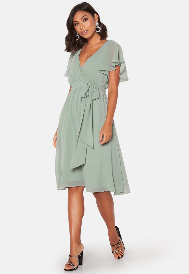Goddiva Flutter Chiffon Midi Dress