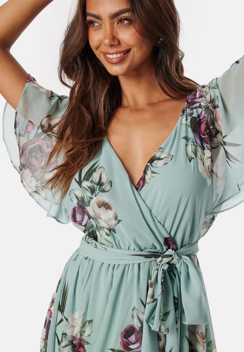 Goddiva Flutter Floral Maxi Dress