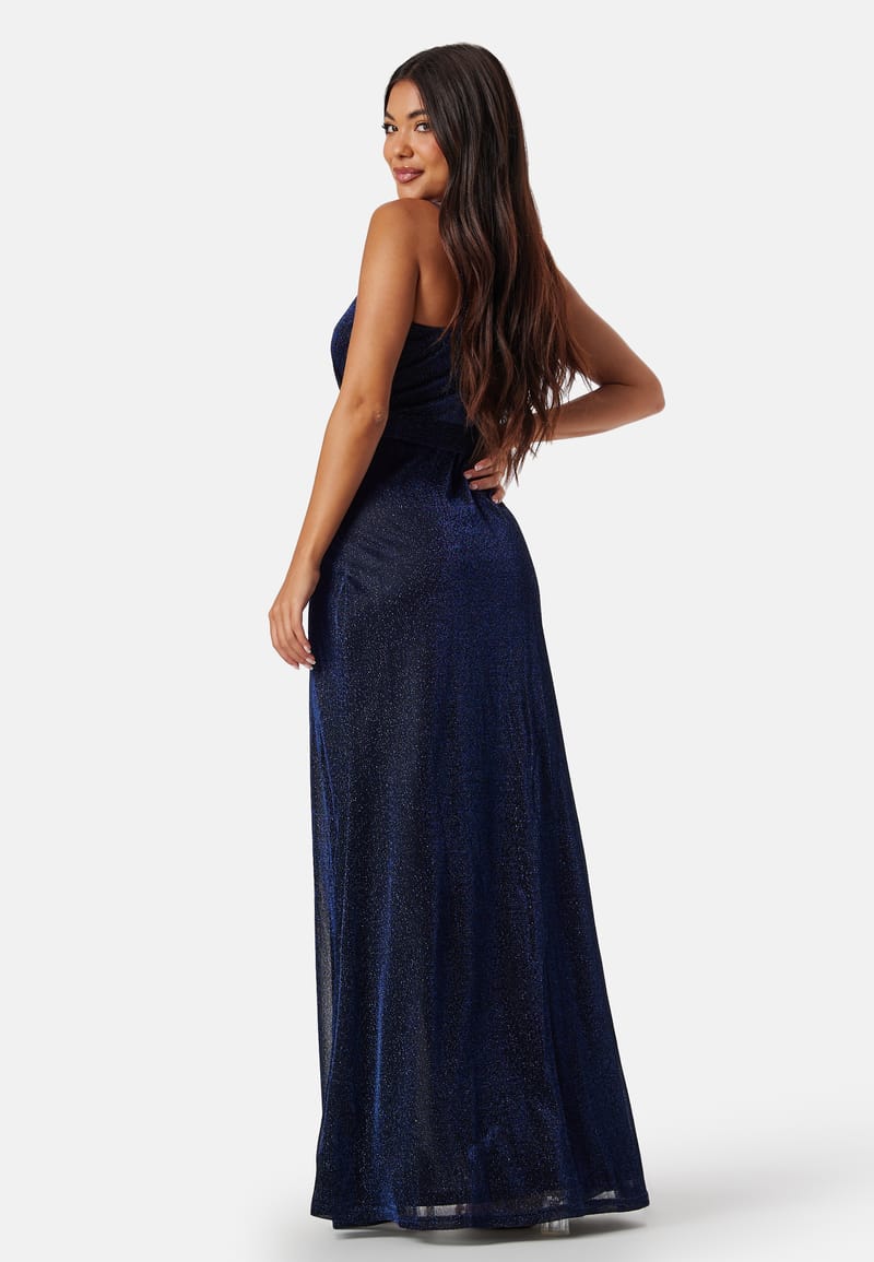 Goddiva Glitter Wrap Front Maxi Dress