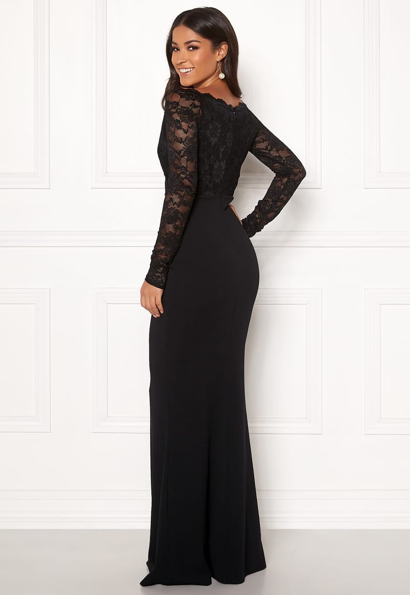 Goddiva Lace Trim Maxi Dress