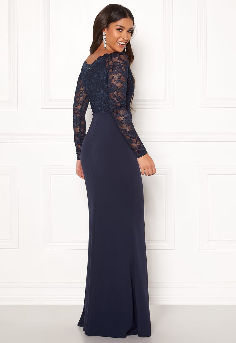 Goddiva Lace Trim Maxi Dress