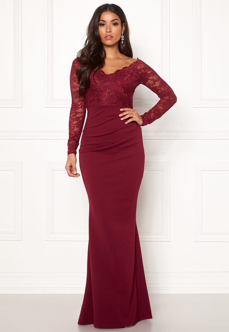 Goddiva Lace Trim Maxi Dress