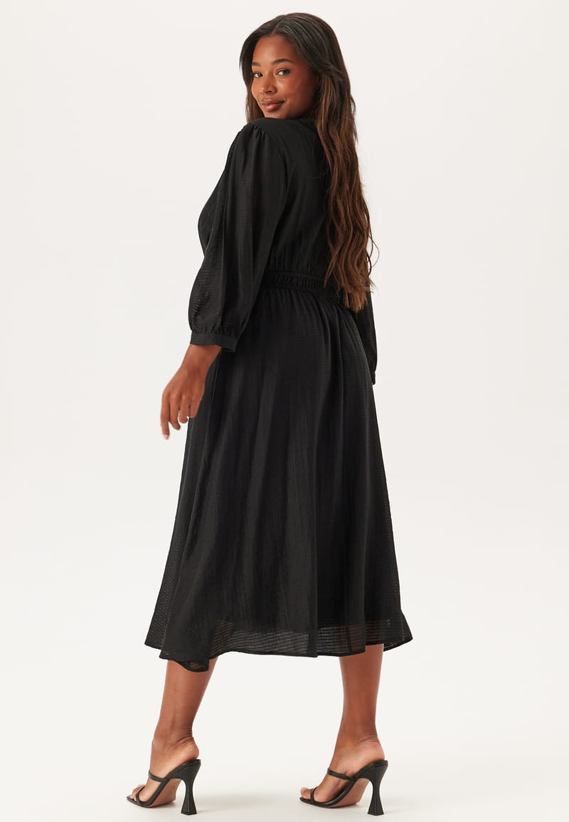Happy Holly Balloon Sleeve Structured Midi Dress