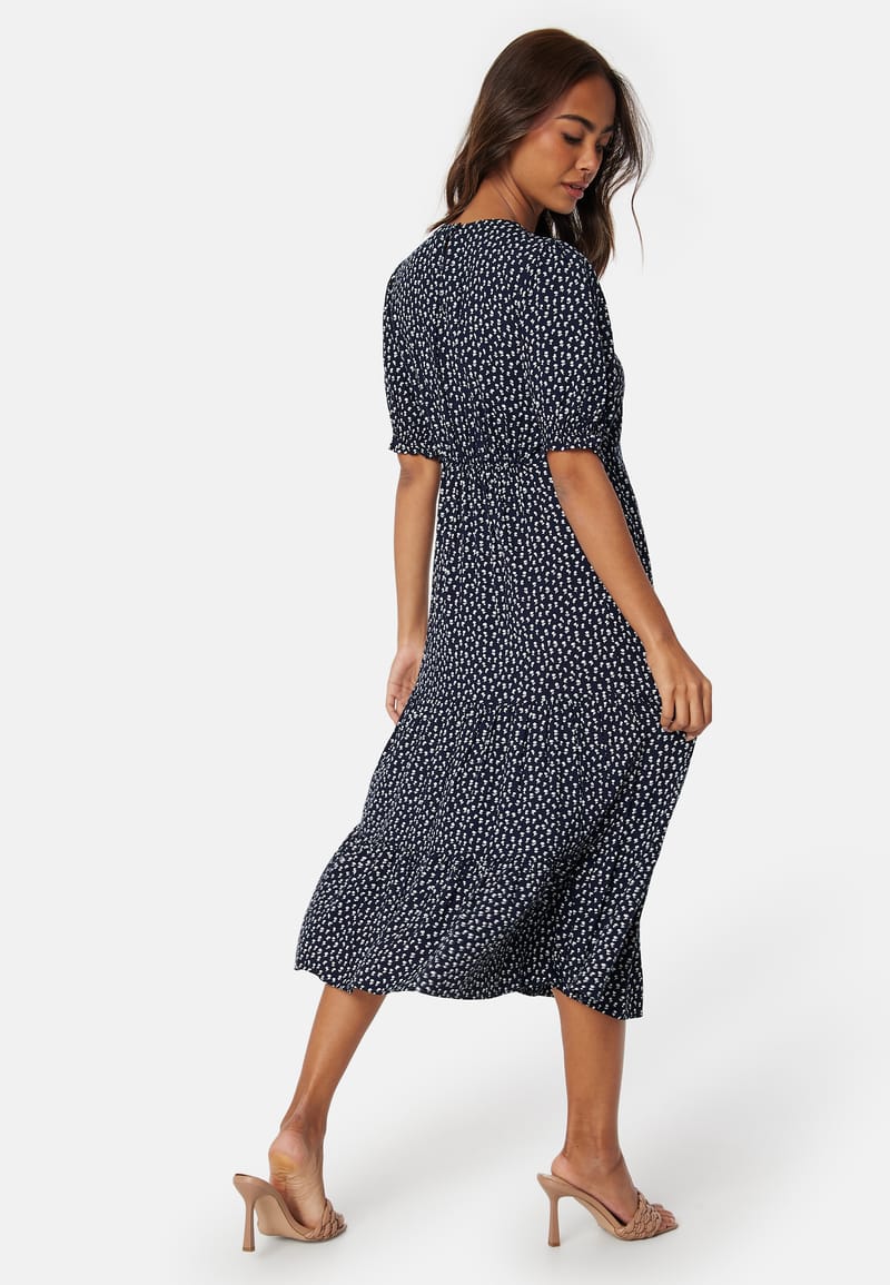Happy Holly Puff Sleeve Viscose Midi Dress