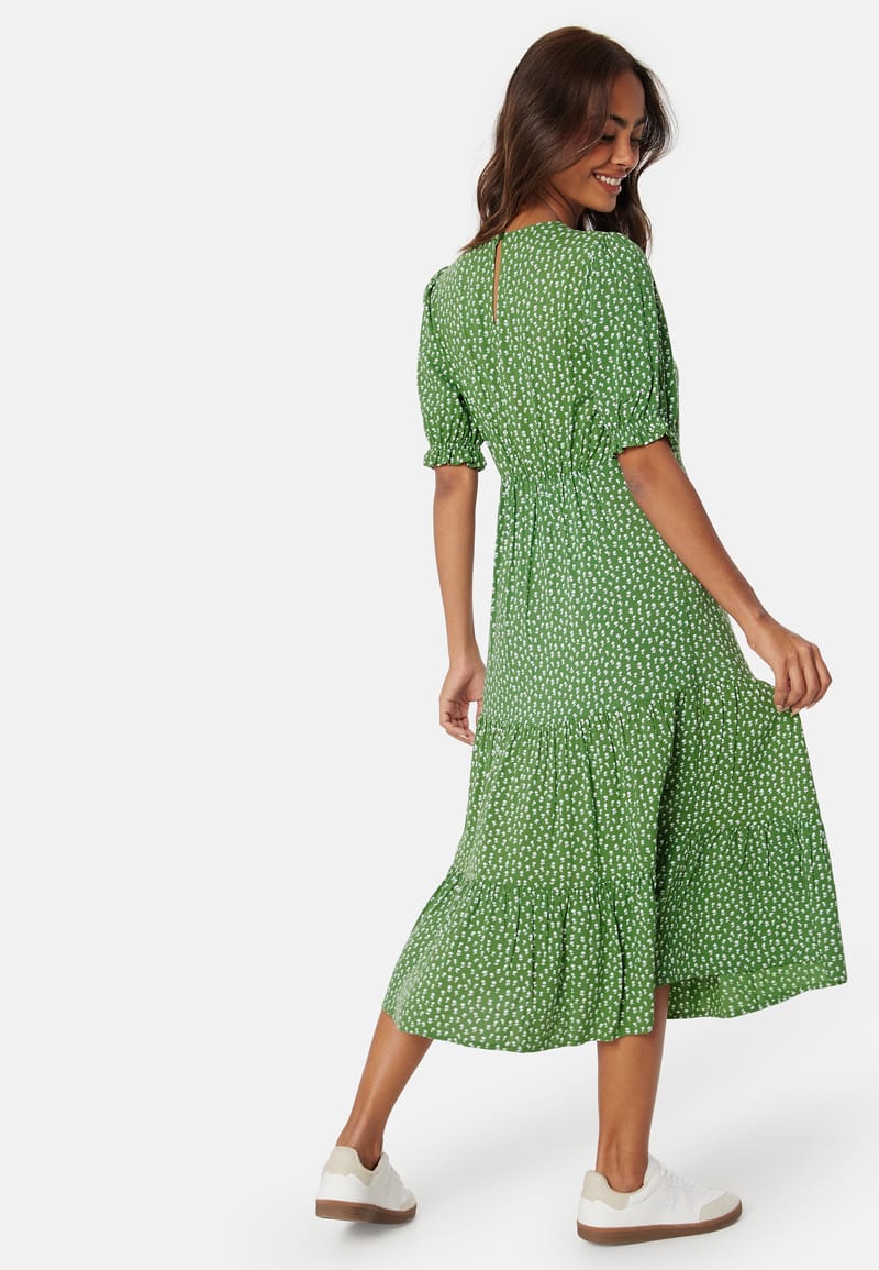 Happy Holly Puff Sleeve Viscose Midi Dress