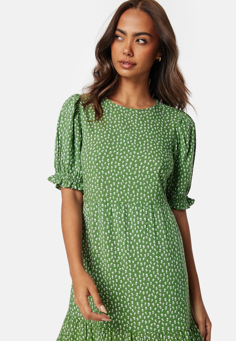 Happy Holly Puff Sleeve Viscose Midi Dress