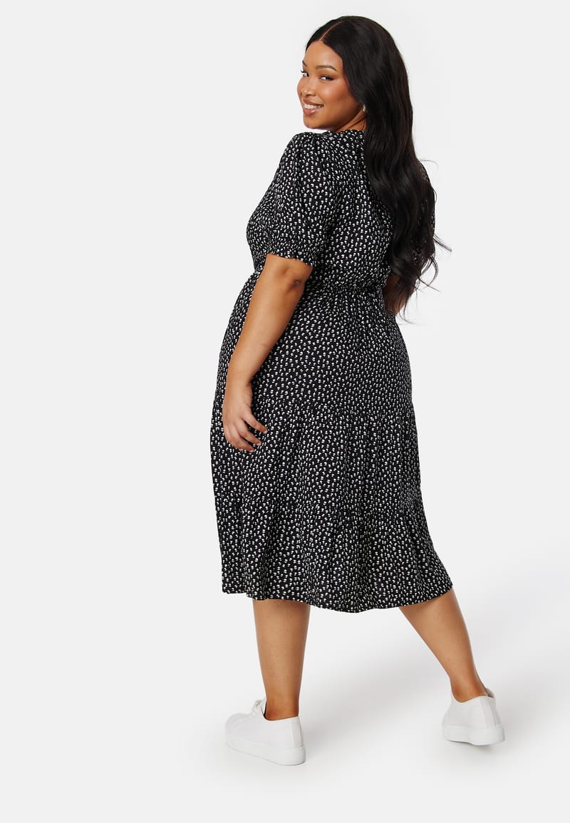 Happy Holly Puff Sleeve Viscose Midi Dress
