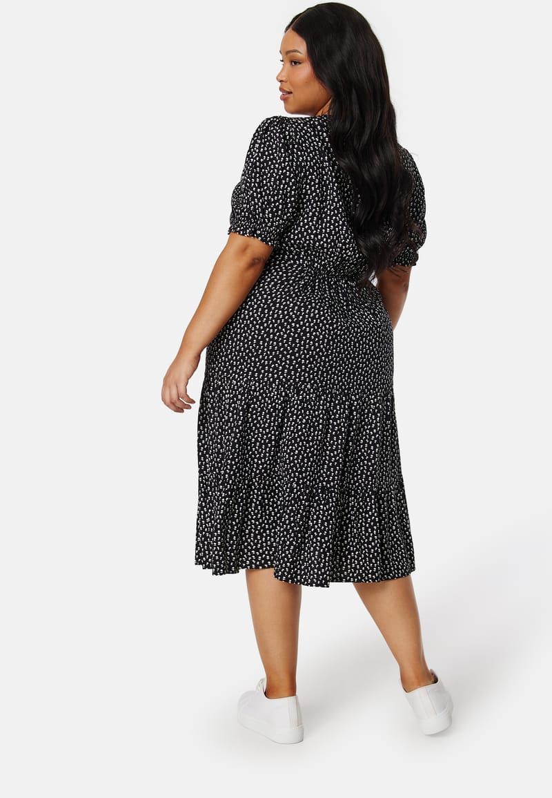 Happy Holly Puff Sleeve Viscose Midi Dress