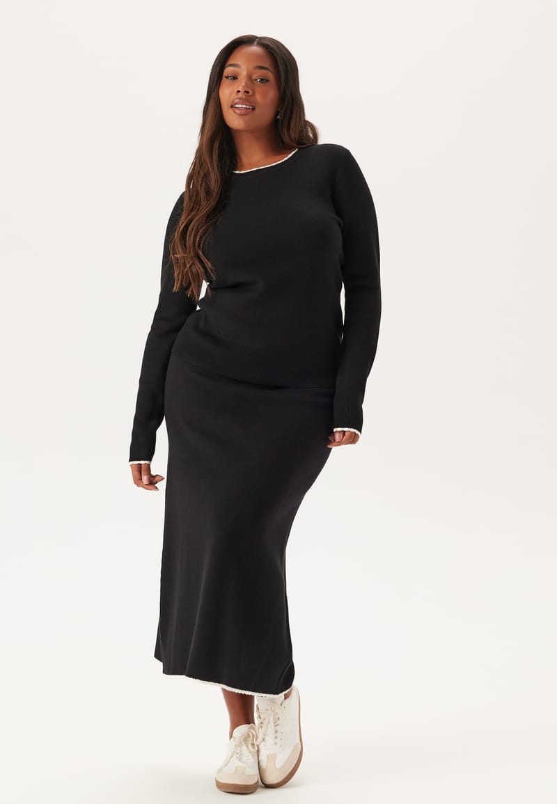 Happy Holly Viscose Contrast Knitted Skirt