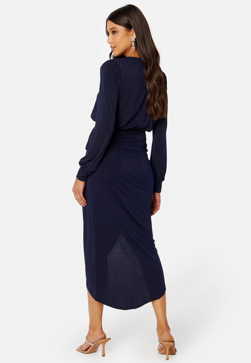 John Zack Balloon Sleeve Rouch Dress