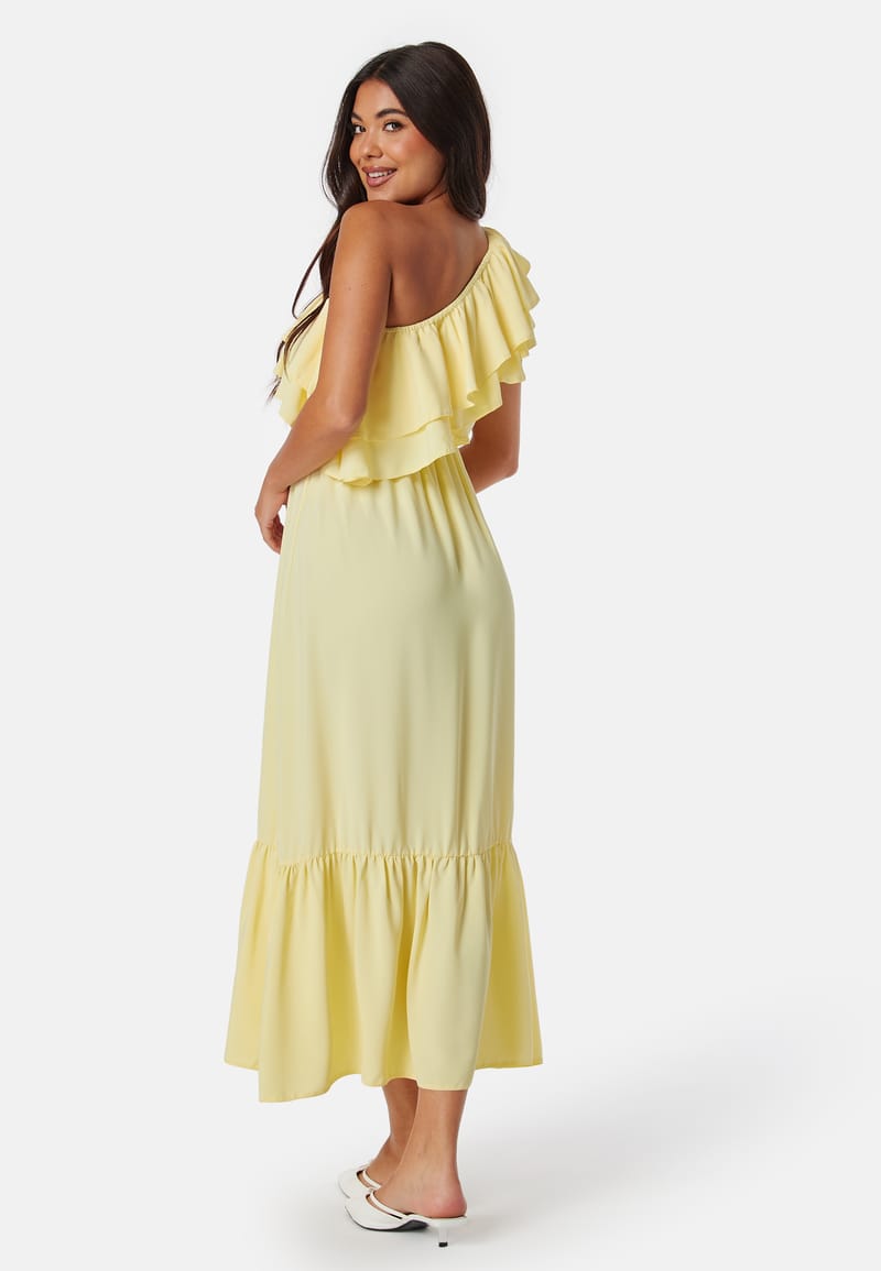 John Zack One Shoulder Ruffle Maxi Dress