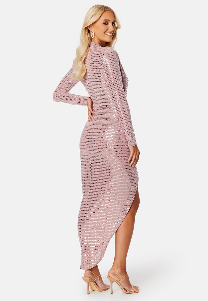 John Zack Sequin Rouch Maxi Dress