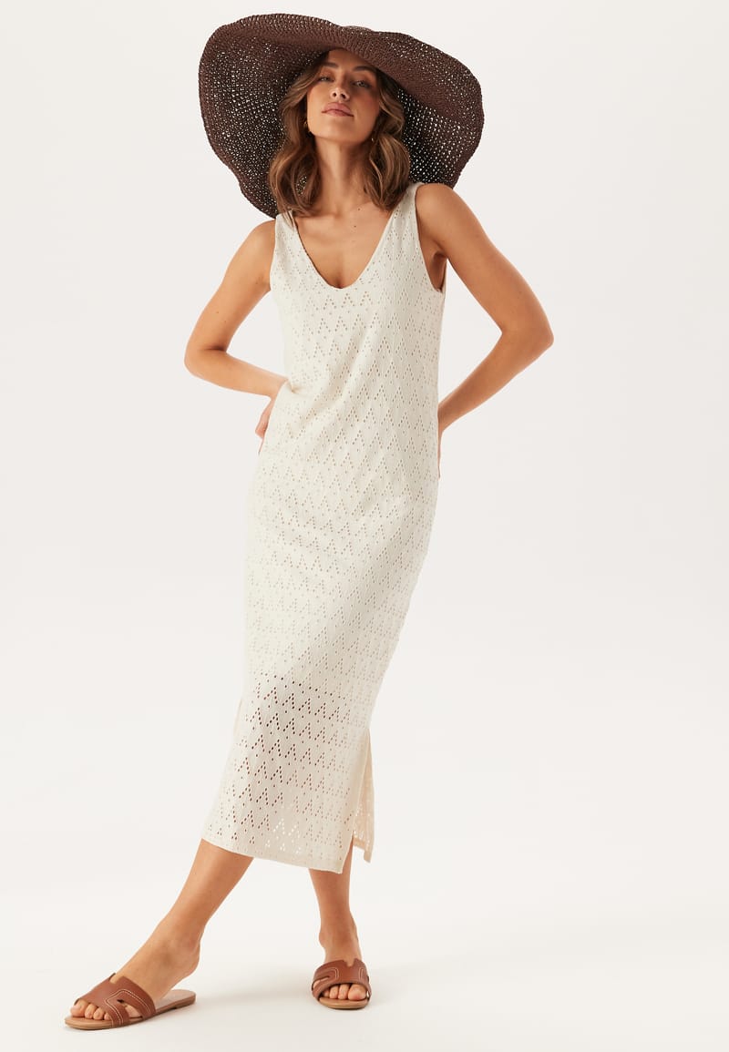 VILA Viamalina V-neck S/L MIDI DRES