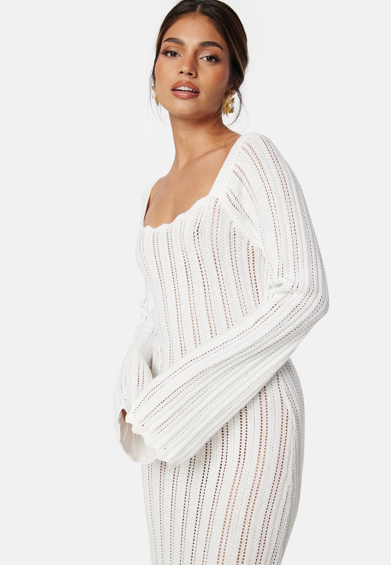 BUBBLEROOM Boat Neck Structure Knitted Dress