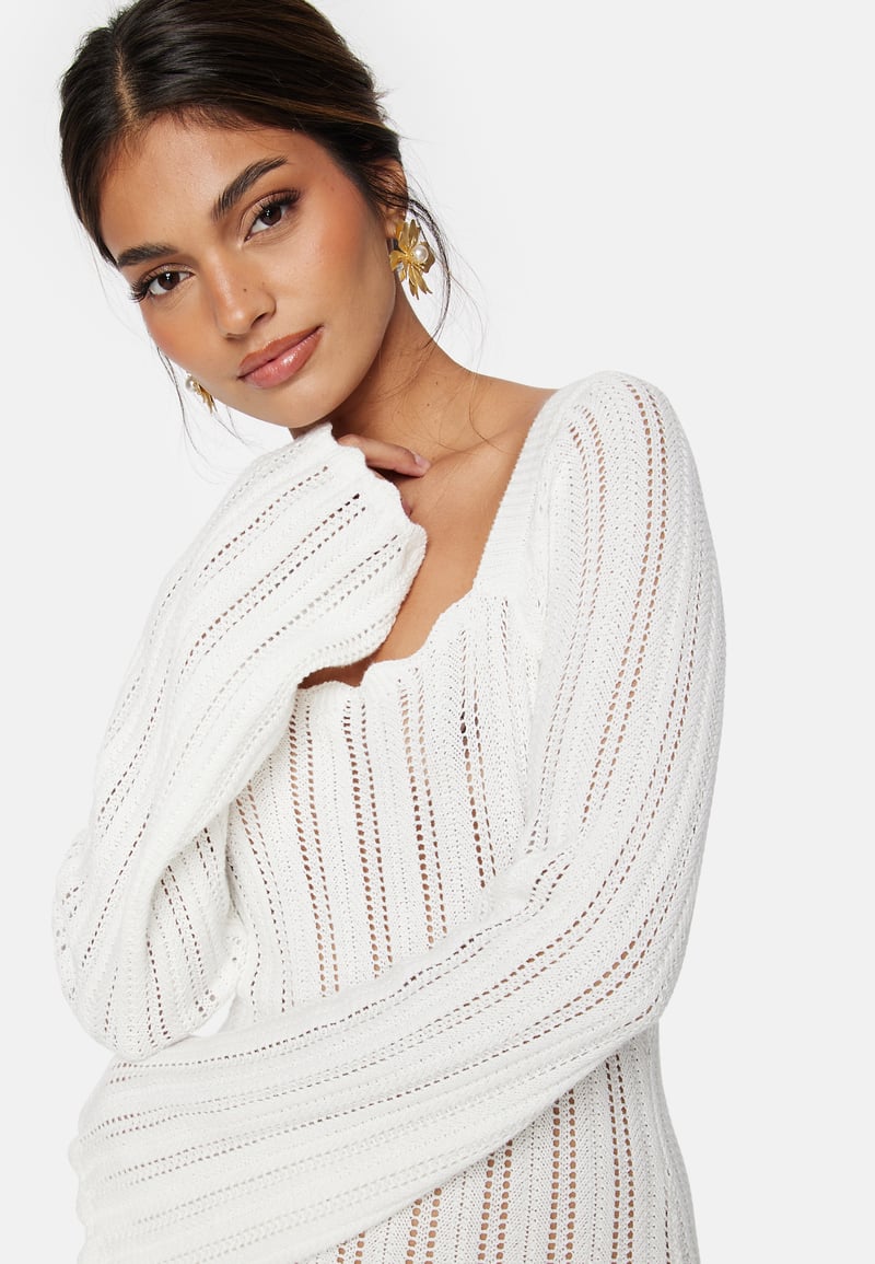 BUBBLEROOM Boat Neck Structure Knitted Dress