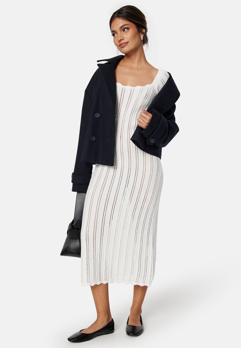 BUBBLEROOM Boat Neck Structure Knitted Dress
