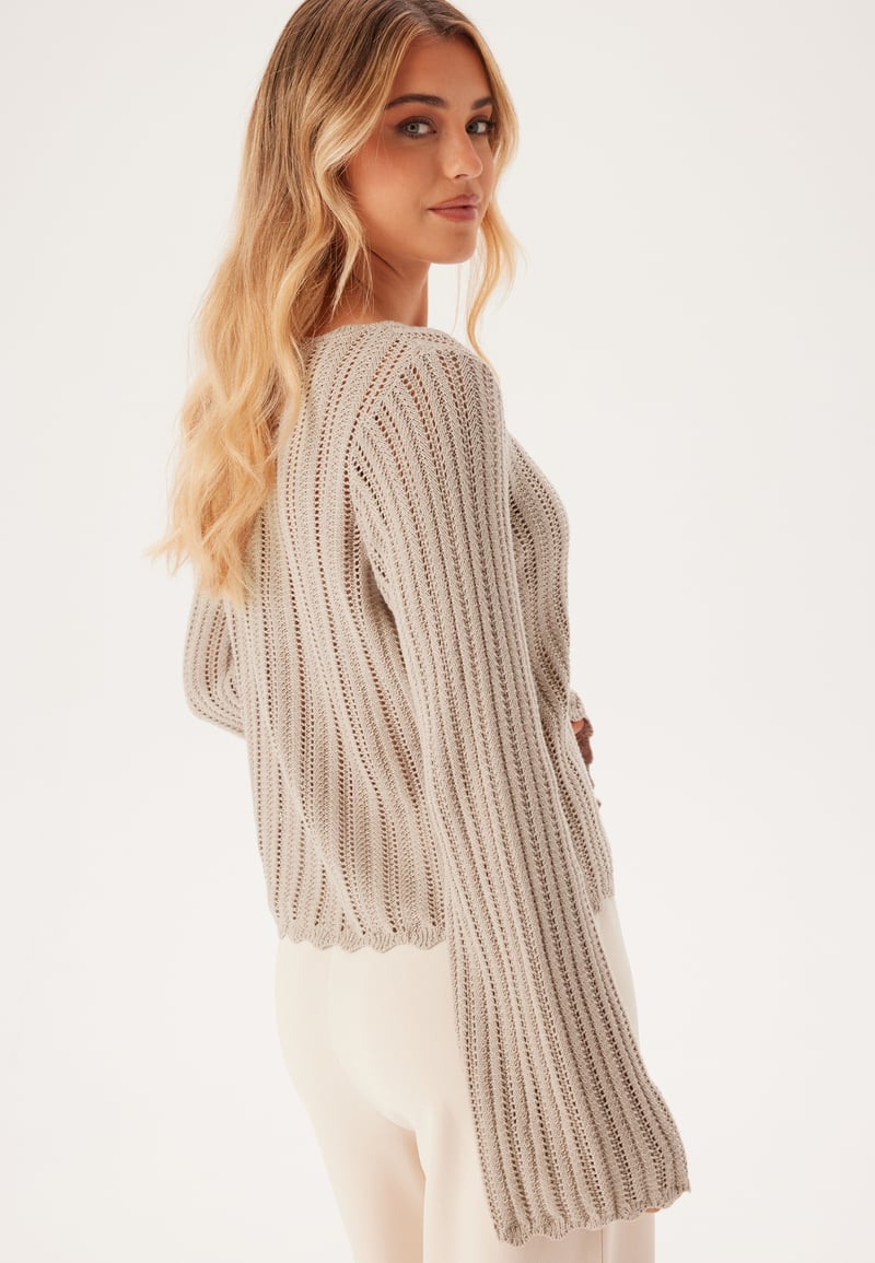 BUBBLEROOM Boat Neck Structure Knitted Sweater