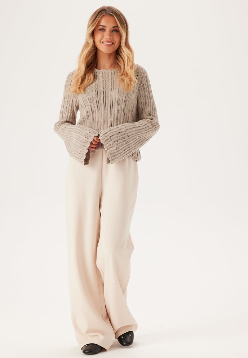 BUBBLEROOM Boat Neck Structure Knitted Sweater