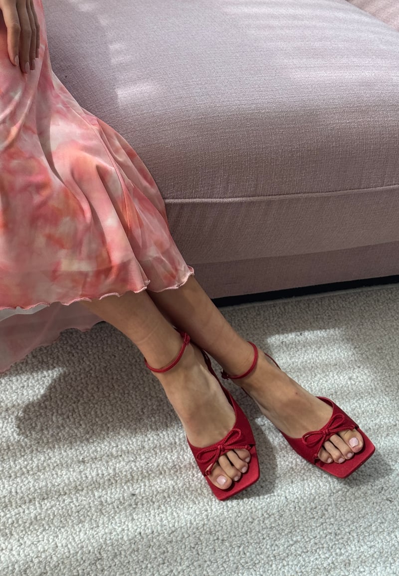 BUBBLEROOM Bow Low heel Strap Sandal