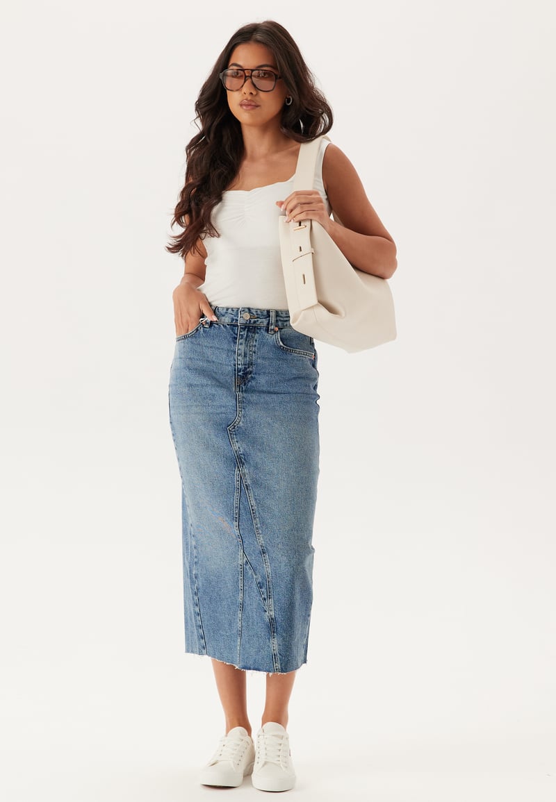 BUBBLEROOM Denim Midi Skirt
