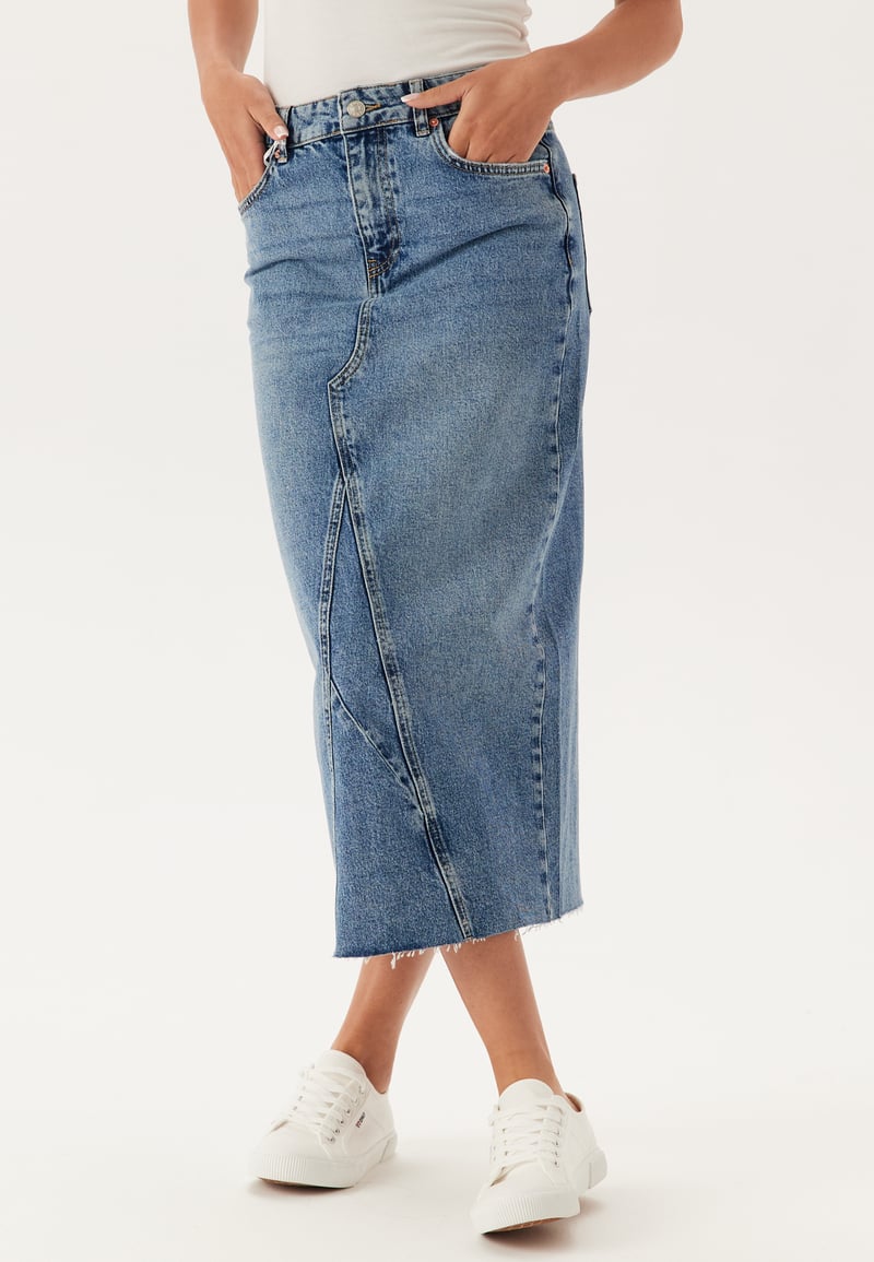 BUBBLEROOM Denim Midi Skirt
