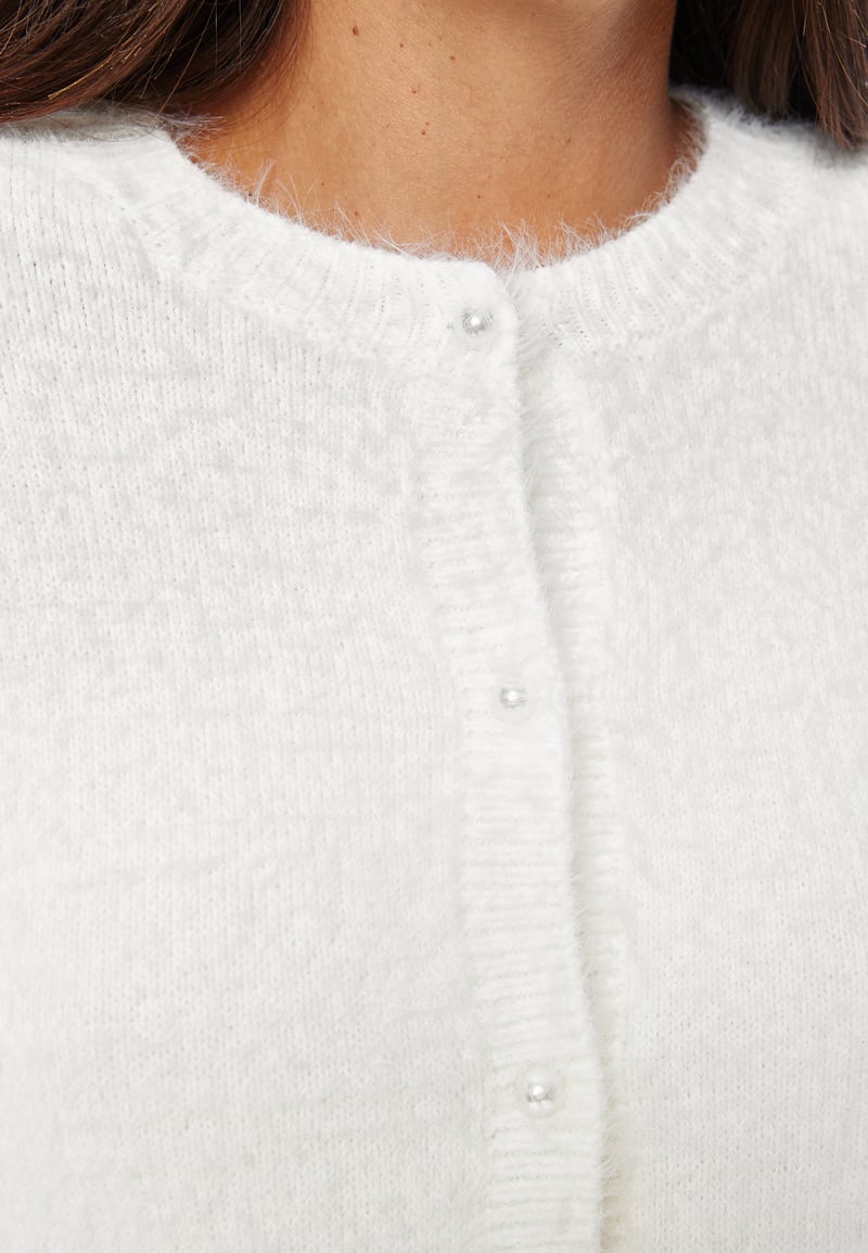 BUBBLEROOM Fluffy Knitted Pearl Cardigan
