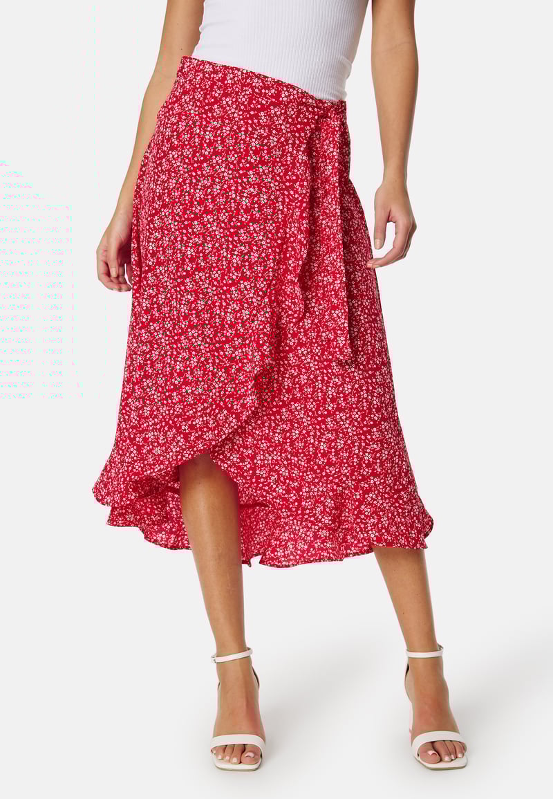 BUBBLEROOM Flounce Midi Wrap Skirt