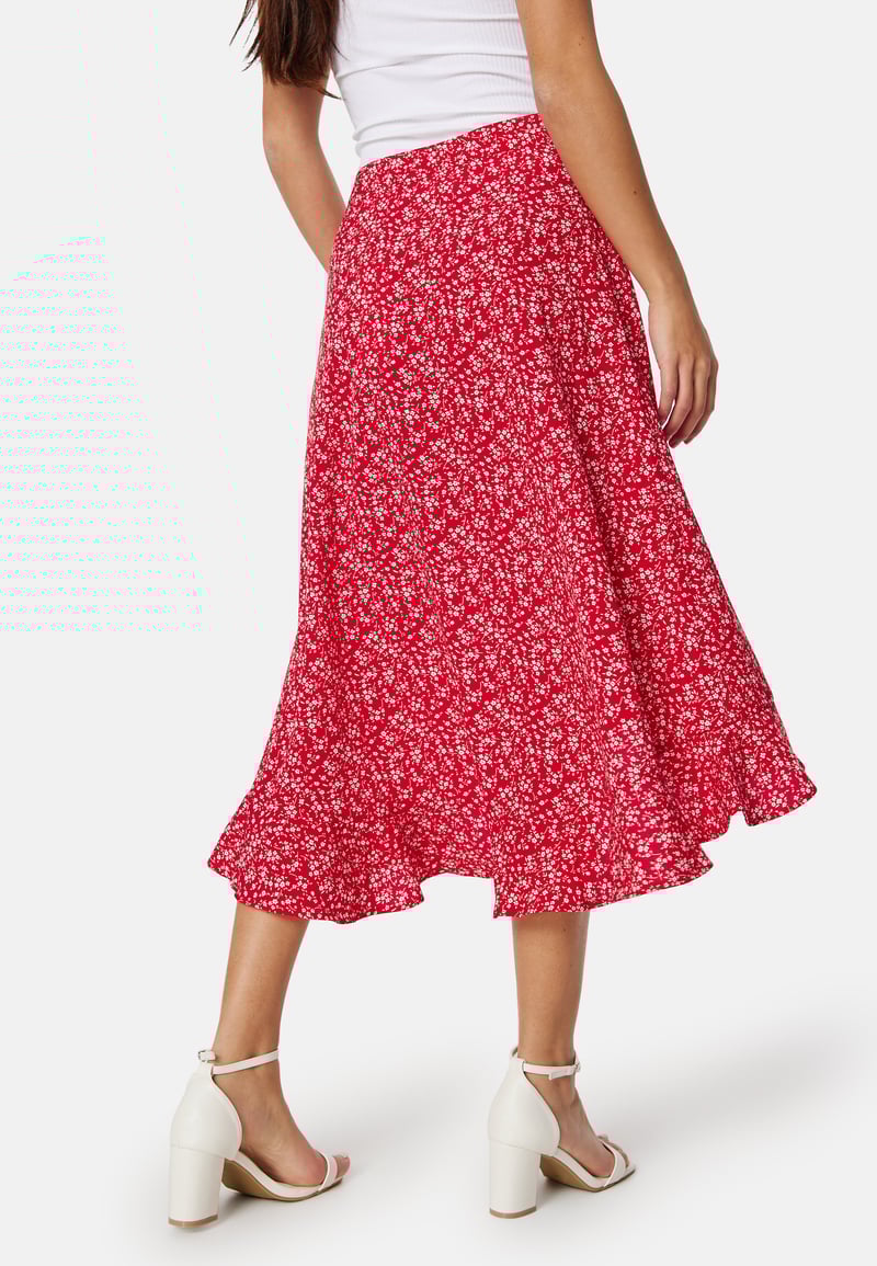 BUBBLEROOM Flounce Midi Wrap Skirt