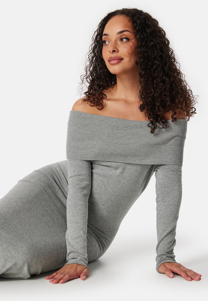 BUBBLEROOM Knitted Off Shoulder Dress