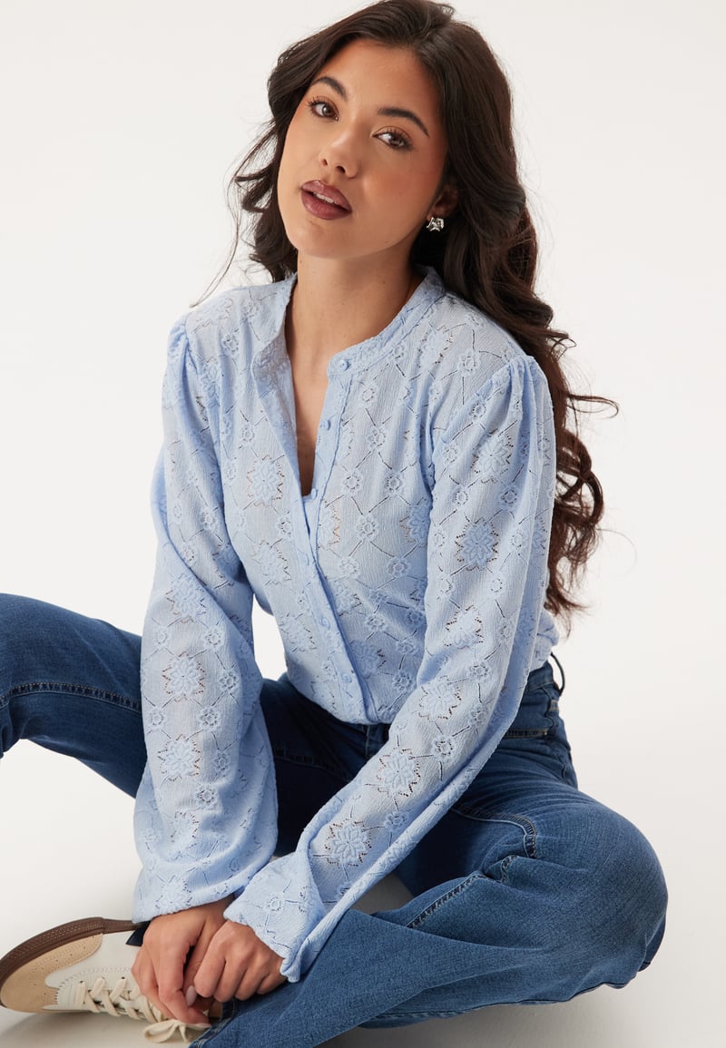 BUBBLEROOM Long Sleeve Button Blouse