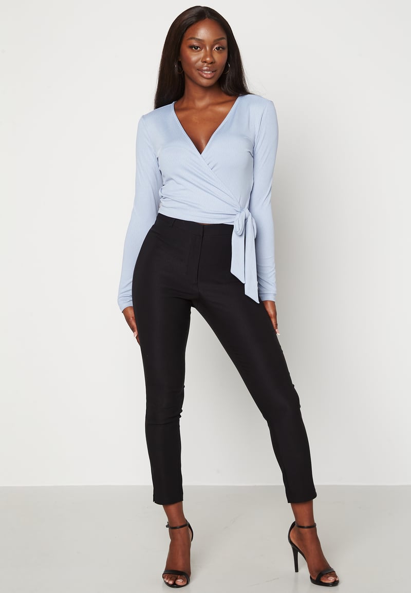 BUBBLEROOM High Waist Stretchy Ankle Slit Trousers
