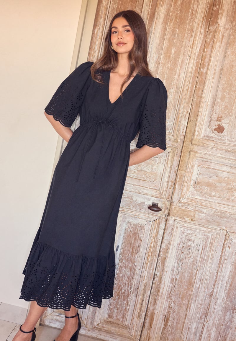 BUBBLEROOM Midi Broderie Anglaise Dress