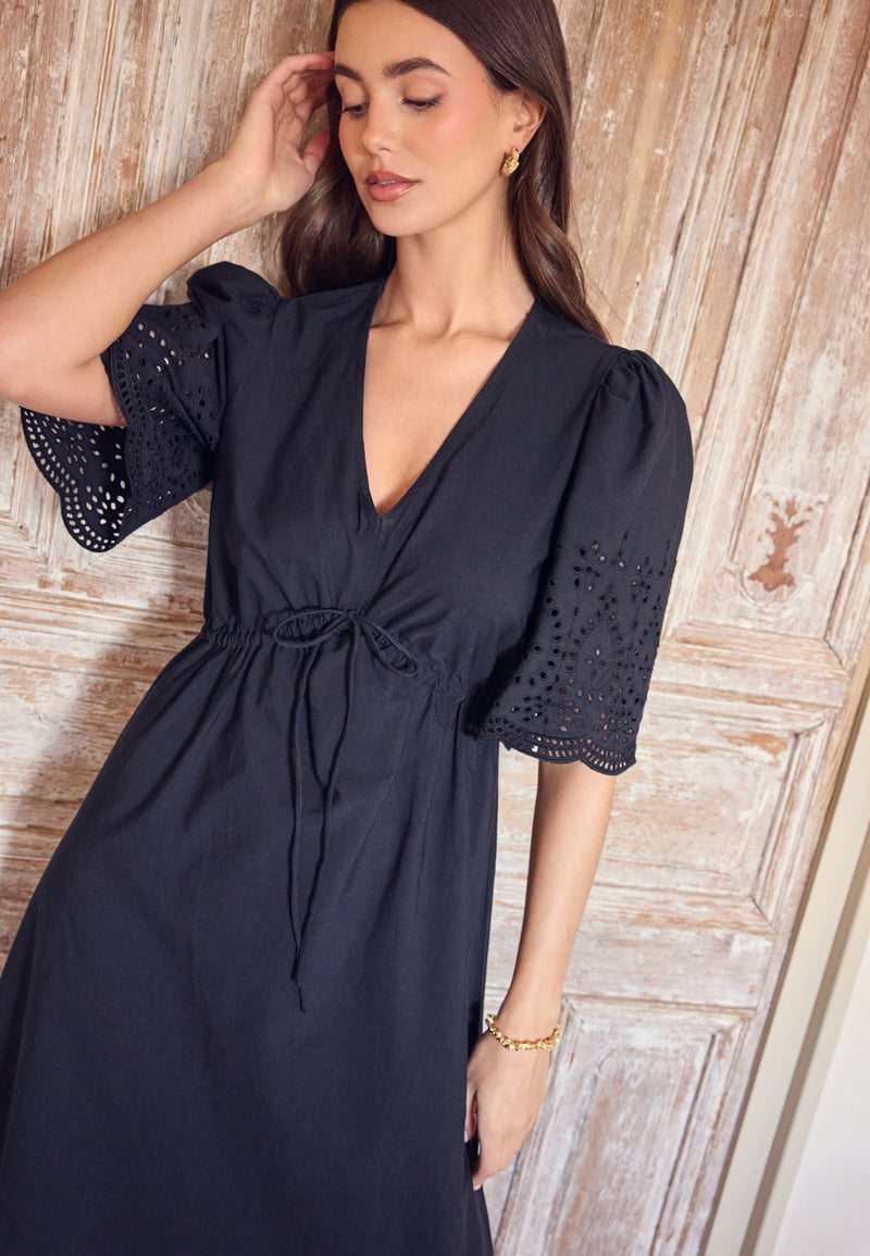 BUBBLEROOM Midi Broderie Anglaise Dress
